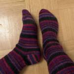 geringelte Wollsocken 3 Tage getragen