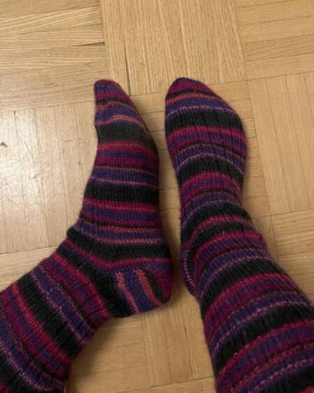 geringelte Wollsocken 3 Tage getragen