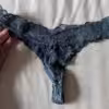 Deep blue lace thong – freshly worn, soft & sensual