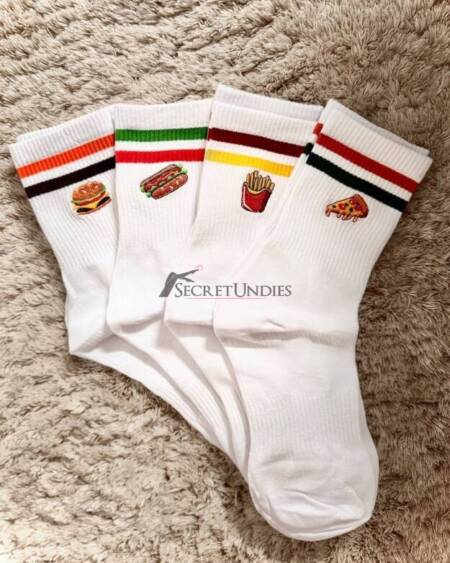 Süße Söckchen mit Fast Food Motiven