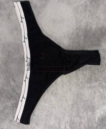 Tanga in Schwarz mit Weißem Streifen