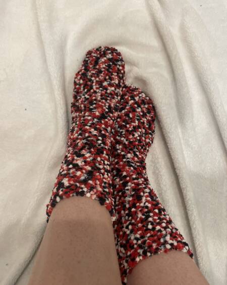 Wollsocken rot/schwarz/weiß