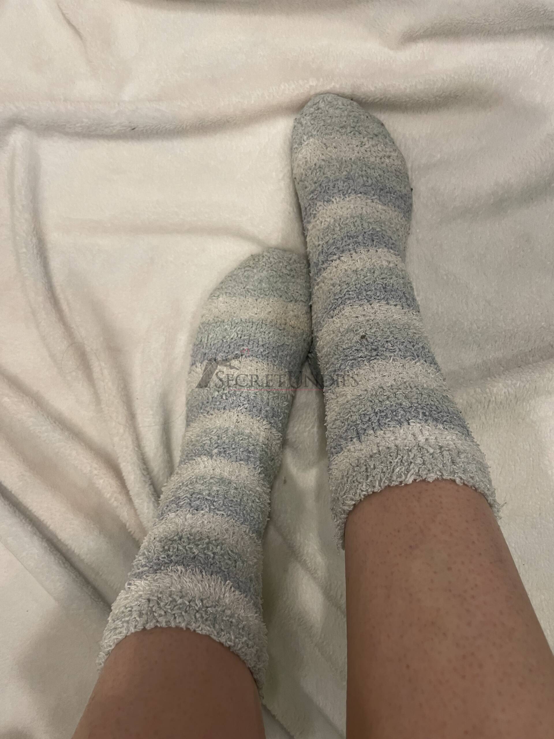 Wollsocken weiß/hellblau gestreift 3 Wollsocken weiß/hellblau gestreift – Bild 4