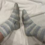 Wollsocken weiß/hellblau gestreift 4 Wollsocken weiß/hellblau gestreift