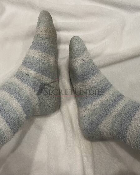 Wollsocken weiß/hellblau gestreift