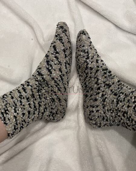 Wollsocken grau-weiß-beige