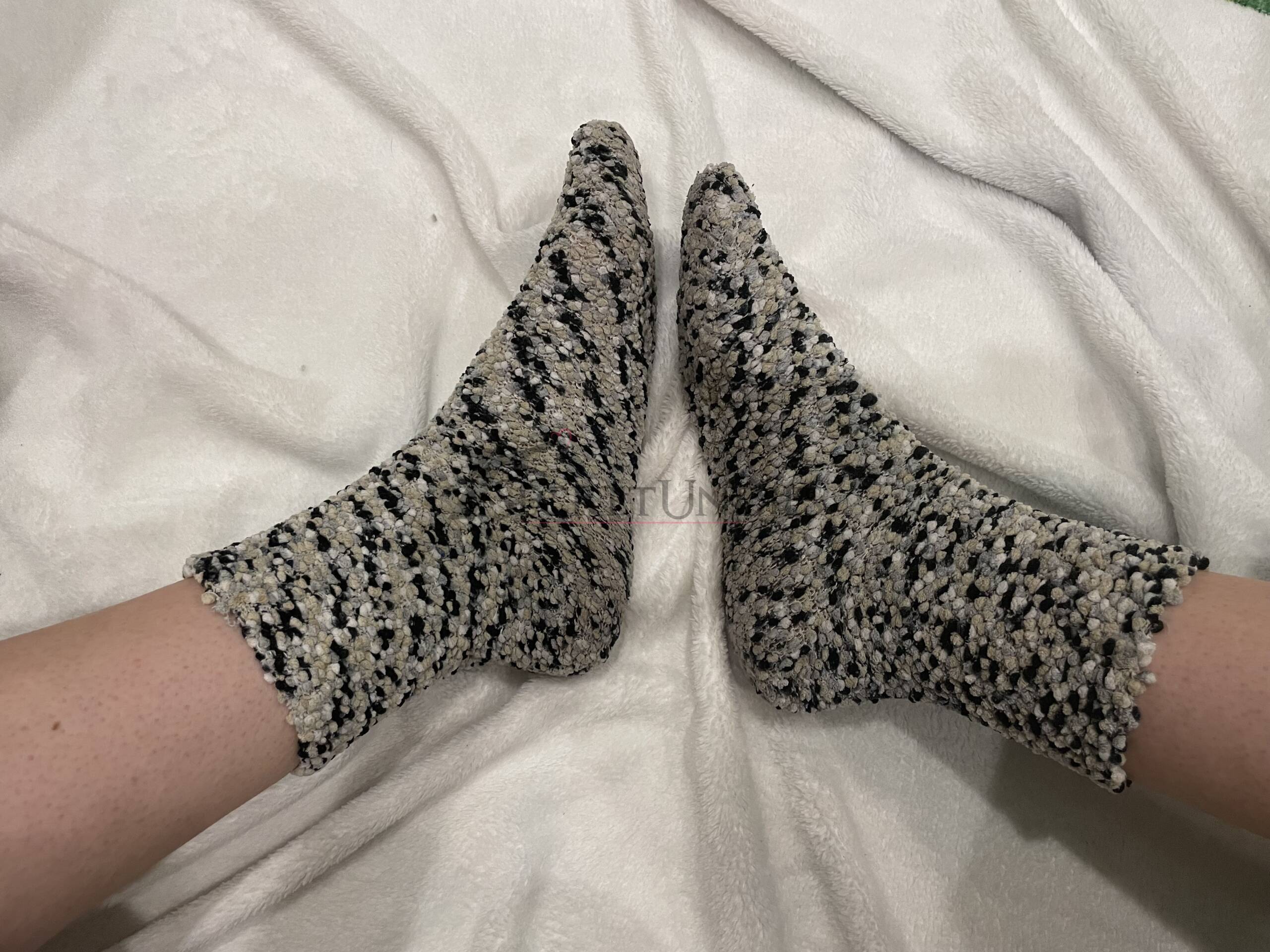 Wollsocken grau-weiß-beige