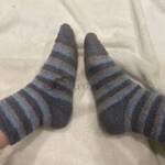 Wollsocken grau-blau gestreift