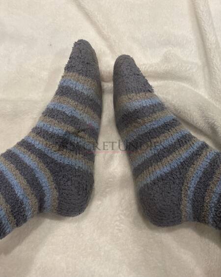 Wollsocken grau-blau gestreift
