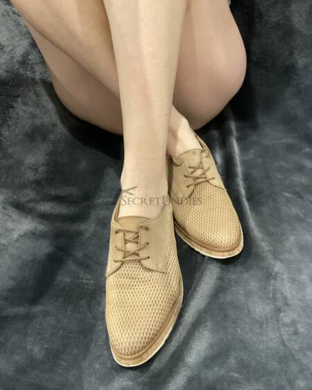 Beige flache Sommerschuhe zum Schnüren - Paul Green