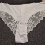 Weißer Satinslip Größe L