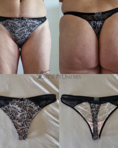 Getragener Tanga mit Blumen Muster