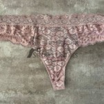 Brauner Spitzen-Tanga mit Blumen-Design