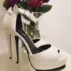 Nasty Gal Heel, Peep Toes, Plateau, weiß, schwarz