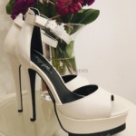 Nasty Gal Heel, Peep Toes, Plateau, weiß, schwarz