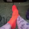 Sneaker Socken Neon-Orange 3 Tage getragen