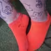 Sneaker Socken Neon-Orange 3 Tage getragen