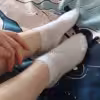 48h durchgehend getragene Sneakersocken mit Tragespuren